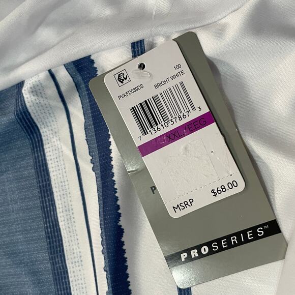 PGA TOUR Men's Athletic Fit Terrain Print Short Polo Shirt Bright white XXL - Picture 6 of 7